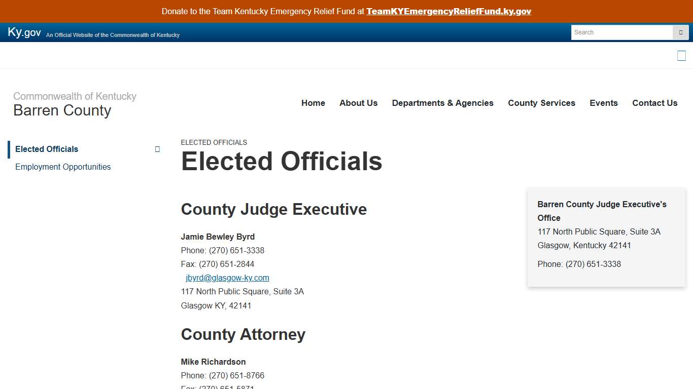 Elected Officials - Barren County