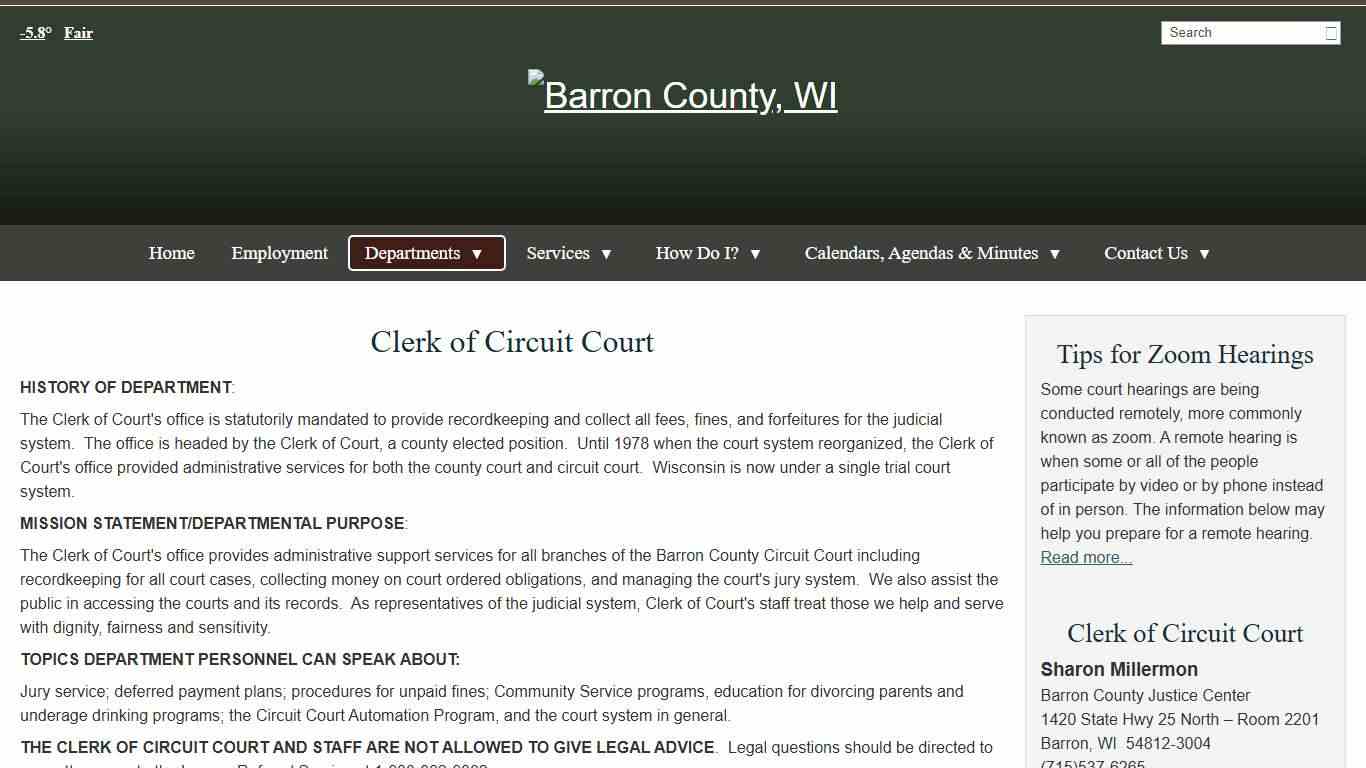 Clerk of Circuit Court - Barron County, WI